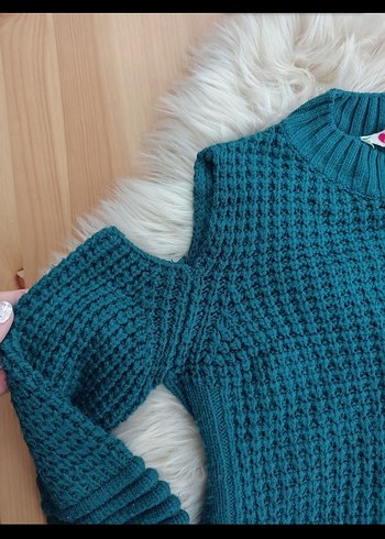 Koton Ole Turkuaz Örgü Kadın Kazak - Görsel 4