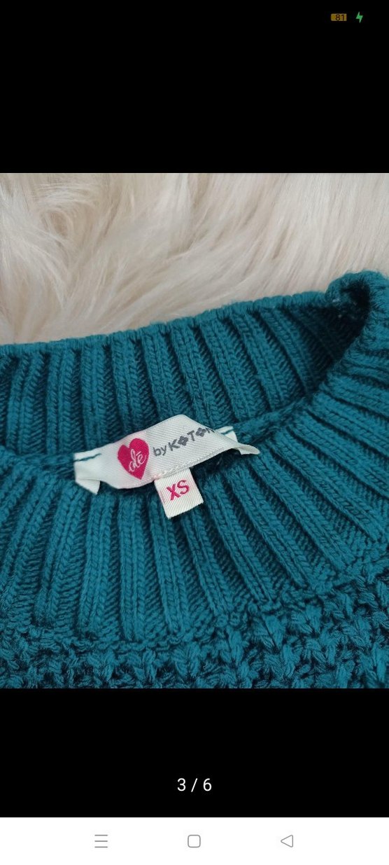 Koton Ole Turkuaz Örgü Kadın Kazak - Görsel 3