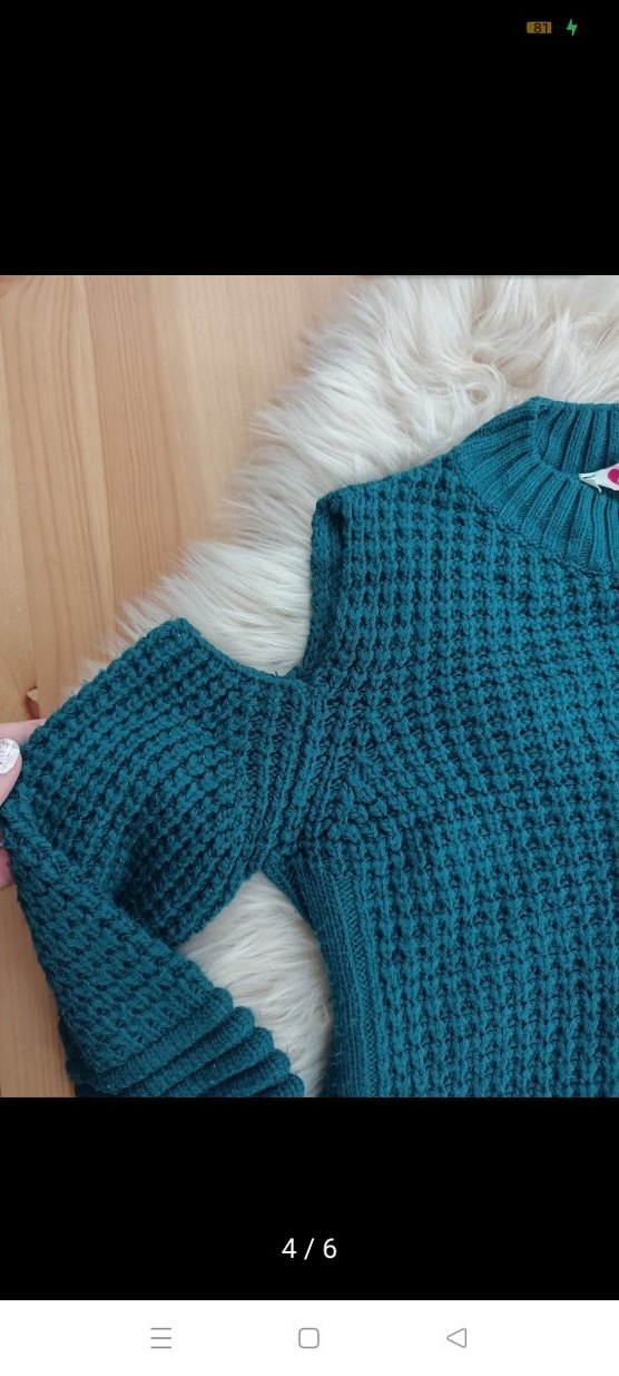 Koton Ole Turkuaz Örgü Kadın Kazak - Görsel 4