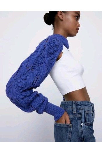 Zara Triko Yüksek Yaka bolero cepken - Görsel 4