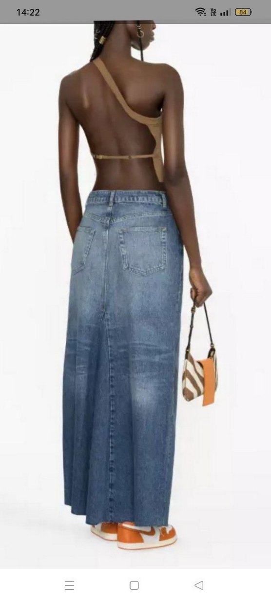 Reformation Kadın Denim Uzun Etek Yırtmaçlı - Görsel 2