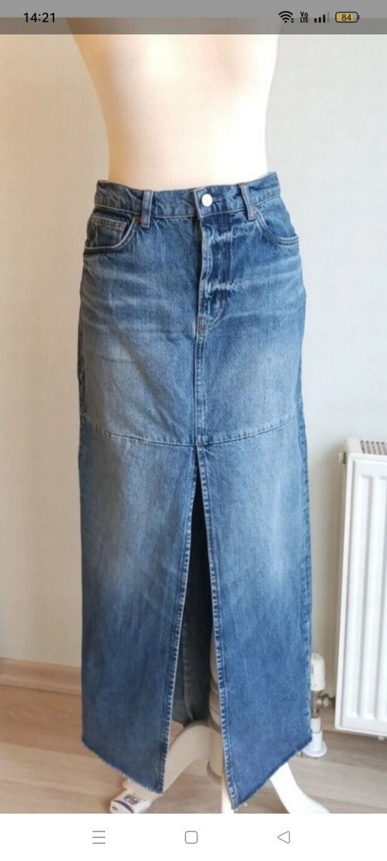 Reformation Kadın Denim Uzun Etek Yırtmaçlı - Görsel 3