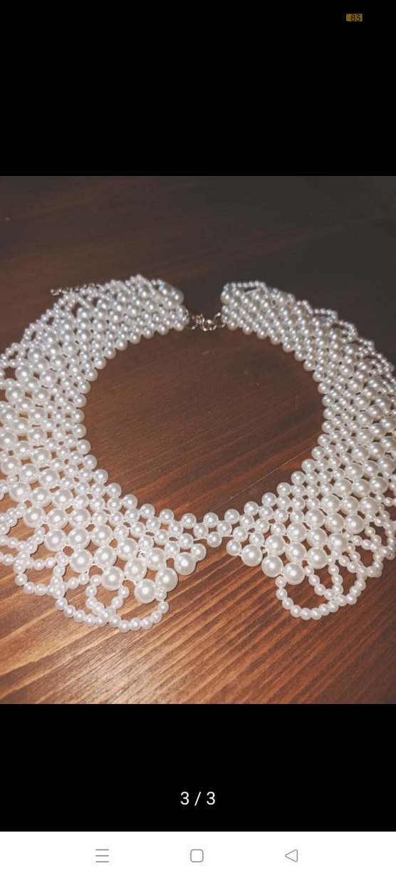 İnci İşlemeli Seyyar Yaka Kolye - Görsel 3