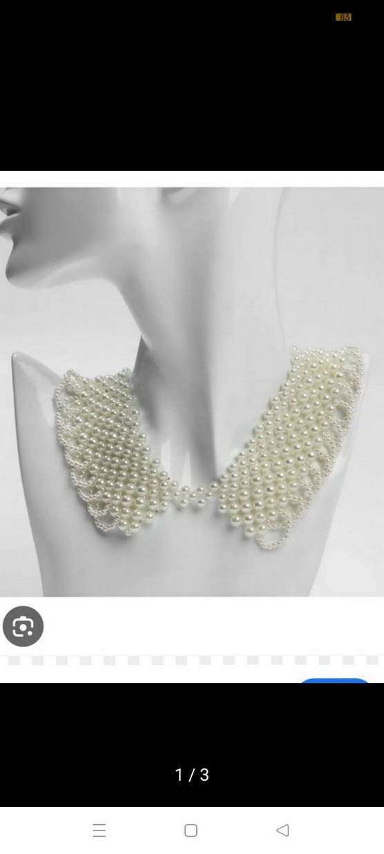 İnci İşlemeli Seyyar Yaka Kolye - Görsel 2