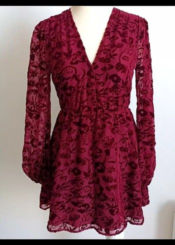 Lovers + Friends Bordo Mini Elbise - Görsel 4