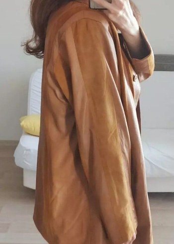 Açık kahve kuzu derisi kadın Ceket - Görsel 6