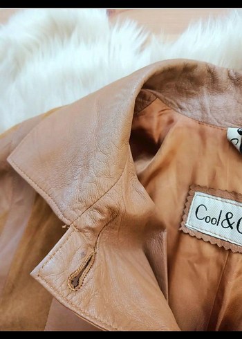 Açık kahve kuzu derisi kadın Ceket - Görsel 5