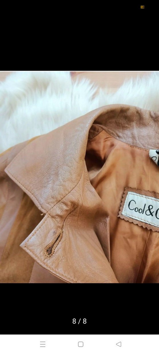 Açık kahve kuzu derisi kadın Ceket - Görsel 5