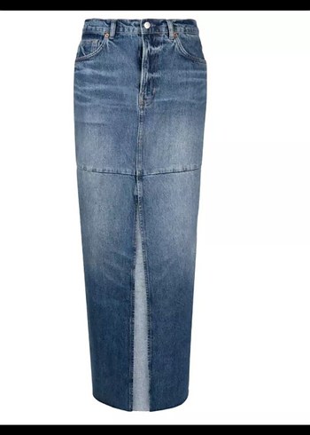 Reformation Yırtmaçlı Uzun Denim Etek - Görsel 4