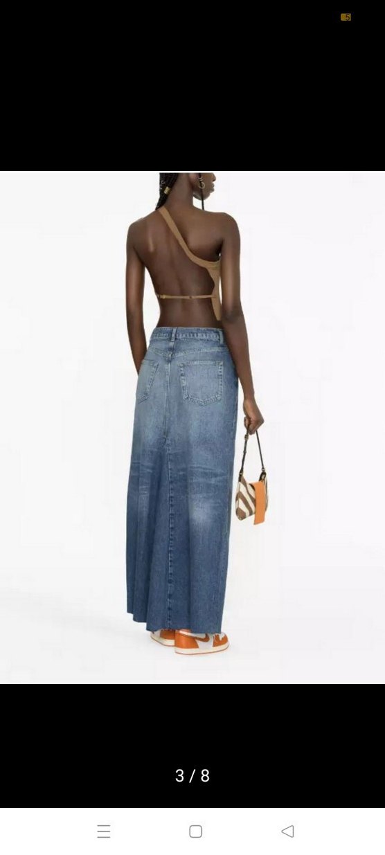 Reformation Yırtmaçlı Uzun Denim Etek - Görsel 3