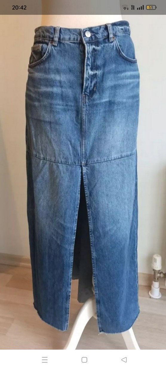 Reformation Yırtmaçlı Uzun Denim Etek - Görsel 5
