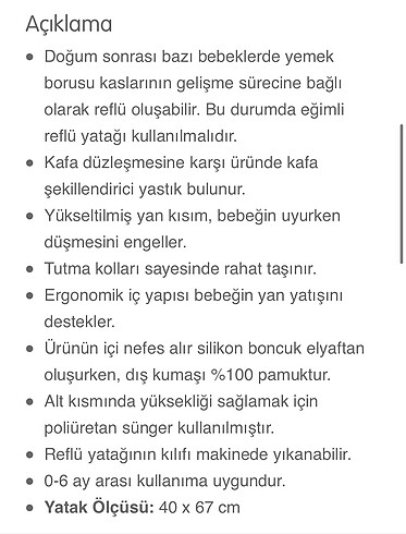 Beden Sevi bebe reflü yatağı