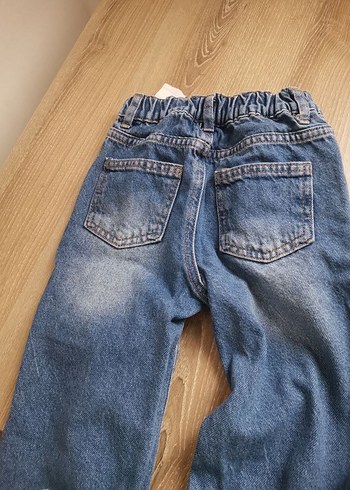 4 Yaş Beden mavi Renk Kız Çocuk Bol Kesim Mavi Kot Pantolon