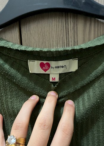 Yeşil Kısa Kollu Keten Tişört - Görsel 2