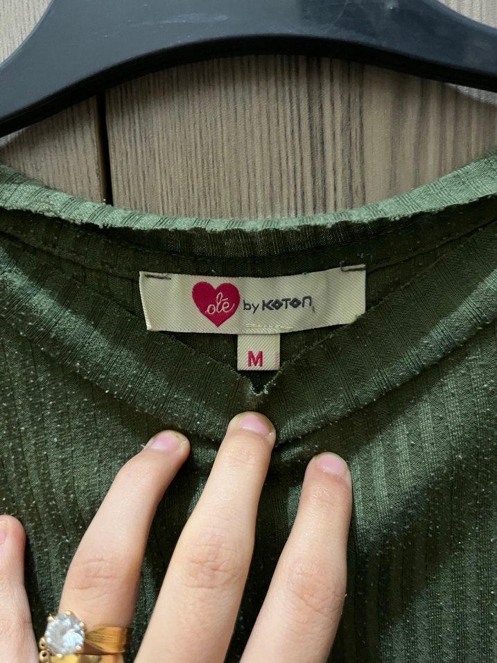 Yeşil Kısa Kollu Keten Tişört - Görsel 2