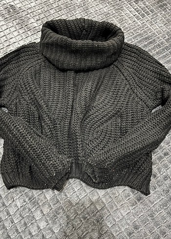 Gri Örgü Boğazlı Kadın Kazak - Görsel 2