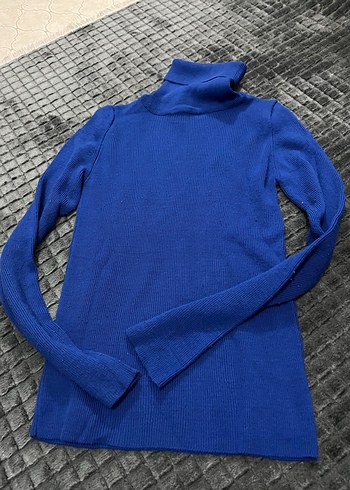 Sarı ve mavi Balıkçı Yaka Kadın Triko Kazak 150 - Görsel 2