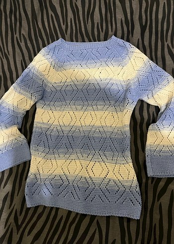 Bohem Tarz Pastel Renkli Örgü Kadın Kazak - Görsel 2