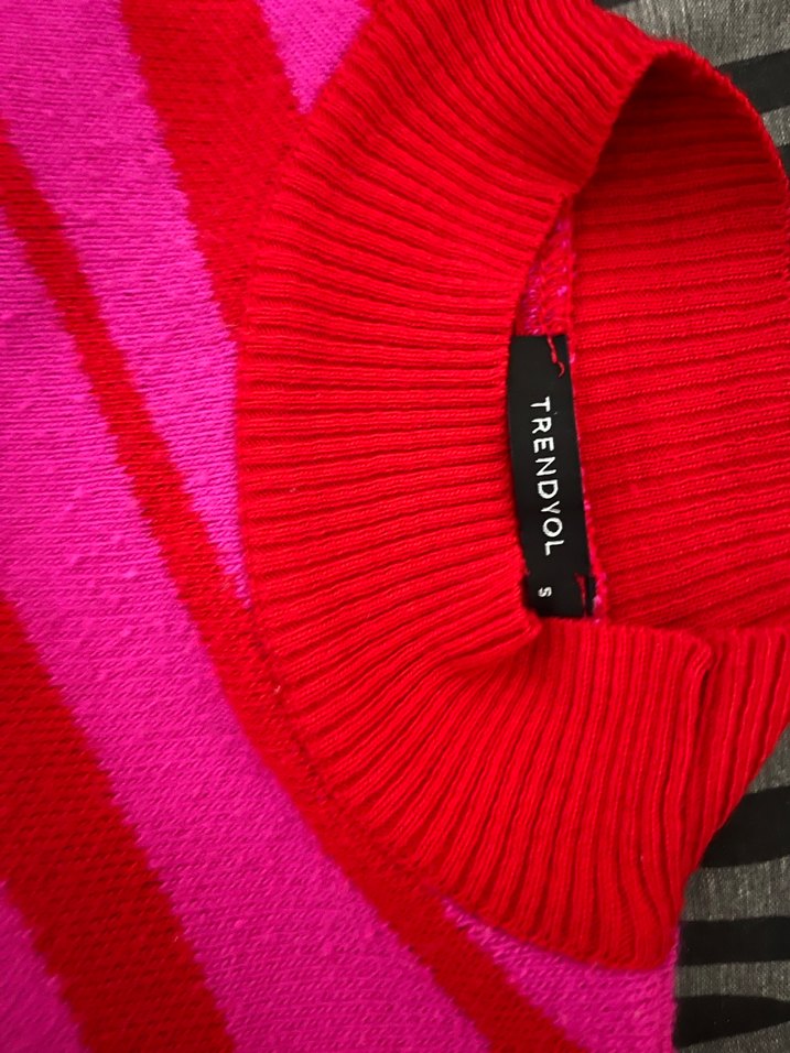 Kadın Renkli Zebra Desenli Triko Kazak - Görsel 3