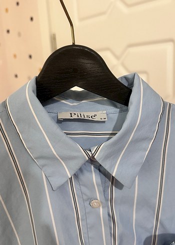 Mavi Çizgili Düğmeli Kadın Gömlek - Görsel 4