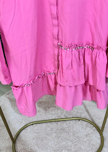 Pembe Mini Taşlı Salaş Tunik - Görsel 4