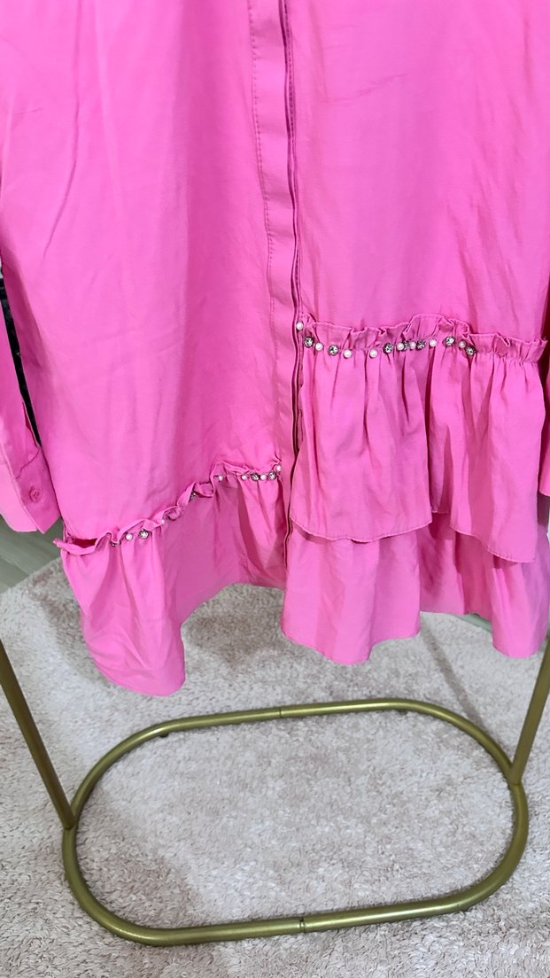 Pembe Mini Taşlı Salaş Tunik - Görsel 4