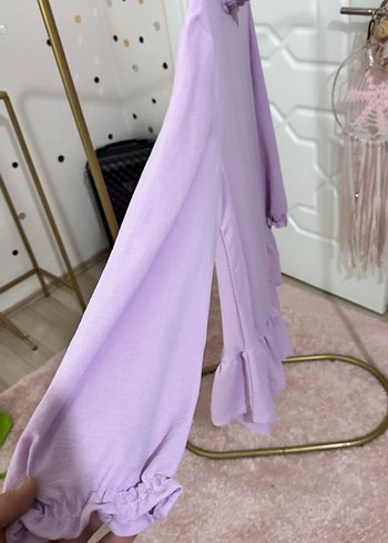 Mor Renkli Yumuşak Dokulu Fırfırlı tunik - Görsel 5