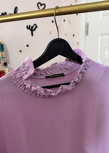 Mor Renkli Yumuşak Dokulu Fırfırlı tunik - Görsel 6