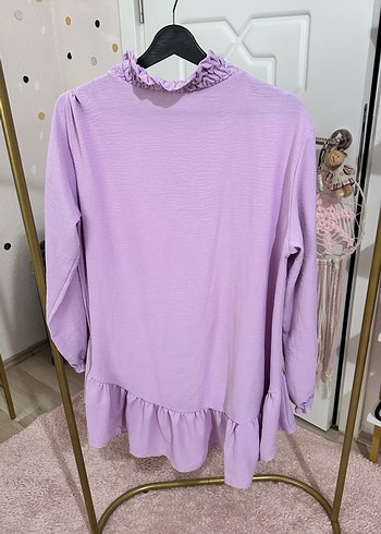 Mor Renkli Yumuşak Dokulu Fırfırlı tunik - Görsel 4