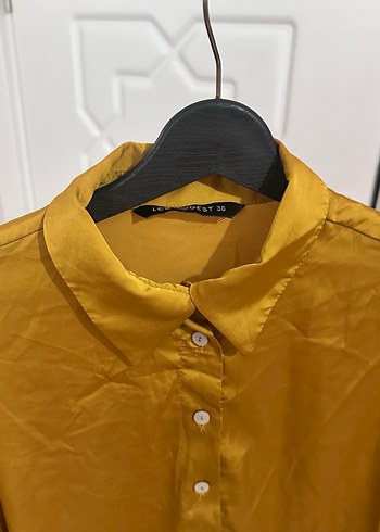 Sarı Uzun Kollu Dökümlü Kadın Gömlek - Görsel 4