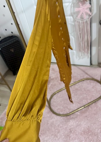 Sarı Uzun Kollu Dökümlü Kadın Gömlek - Görsel 5