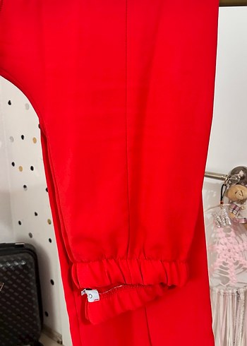 Kemerli Kırmızı  Uzun Kollu Alt üst takım - Görsel 5