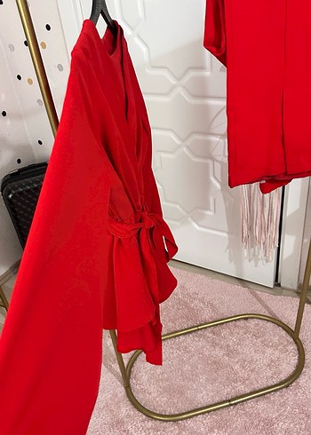 Kemerli Kırmızı  Uzun Kollu Alt üst takım - Görsel 3