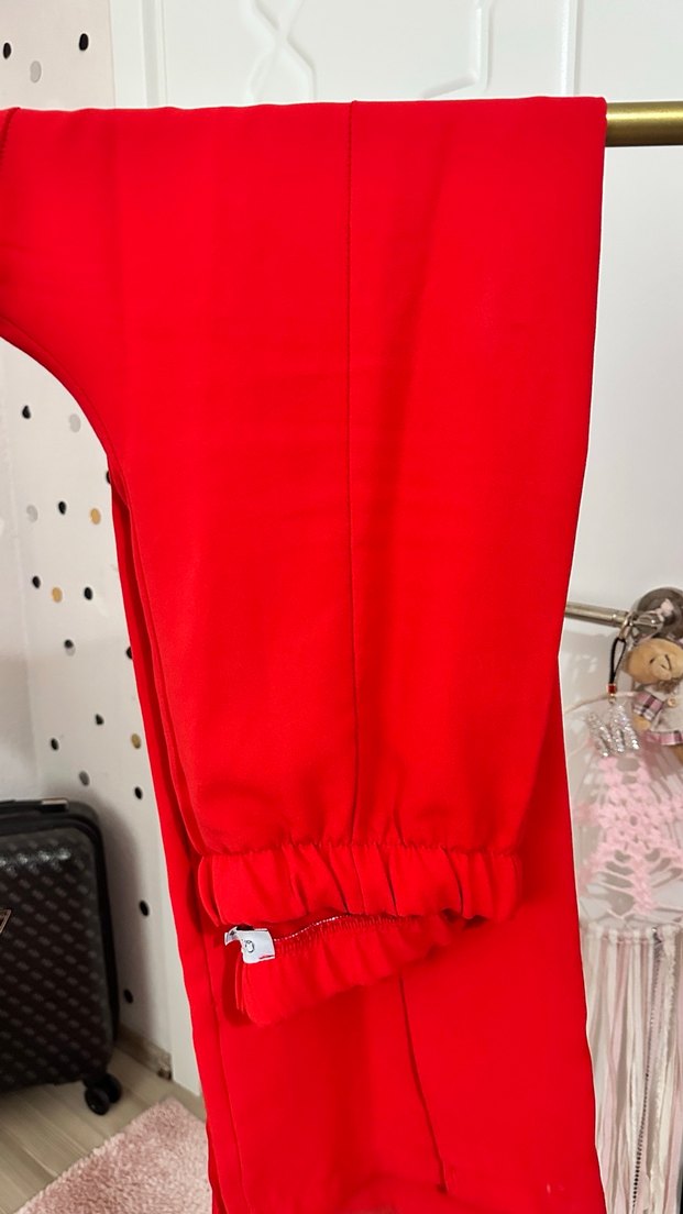Kemerli Kırmızı  Uzun Kollu Alt üst takım - Görsel 5