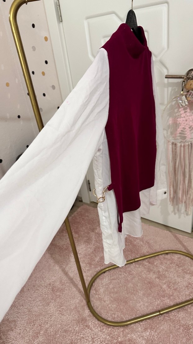 Bordo Yüksek Yaka Kadın Triko Süveter - Görsel 3