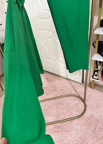 Yeşil Uzun Kollu Pliseli Kadın Takım - Görsel 3