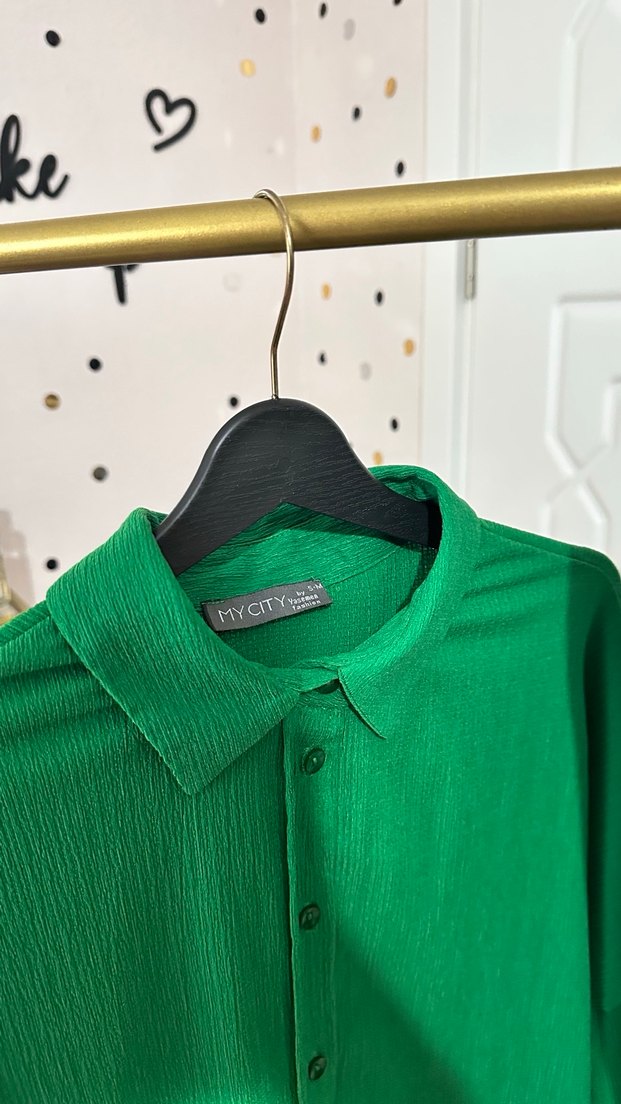 Yeşil Uzun Kollu Pliseli Kadın Takım - Görsel 4