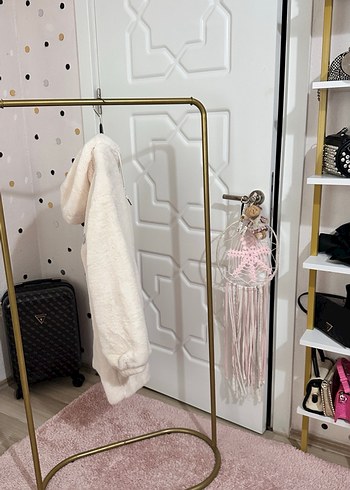LC Waikiki Beyaz Kadın Peluş Midi Ceket