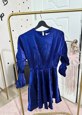 Mavi Kolları taşlı Mini Tunik - Görsel 3