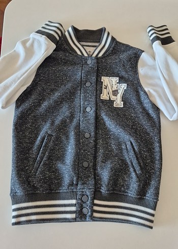 Gri Düğmeli Erkek Çocuk Sweatshirt Ceket