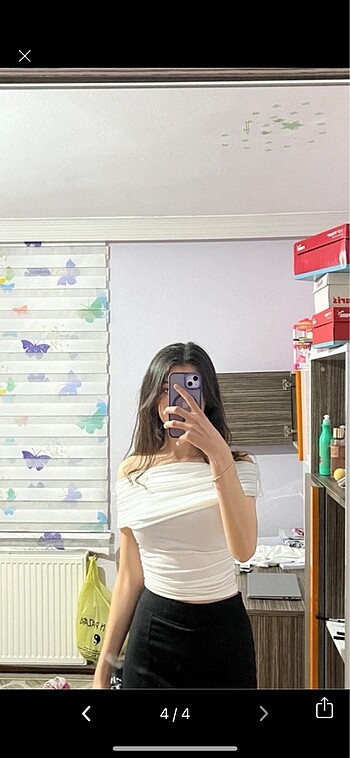 Kayık yaka crop - Görsel 3