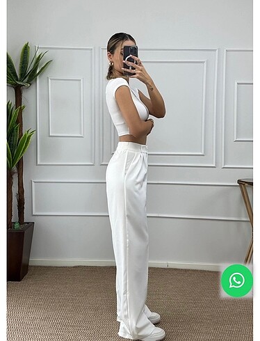 Beyaz kumaş pantolon - Görsel 3