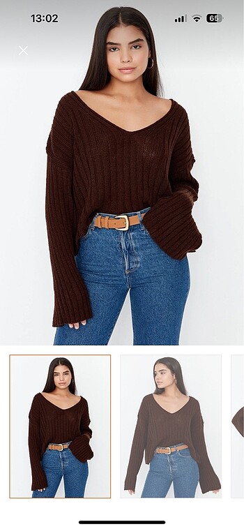 Omzu düşük kazak - Görsel 2