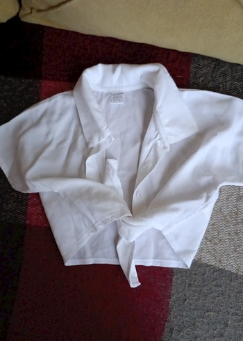 Düğmeli Beyaz Keten kız bebek Gömlek - Görsel 3