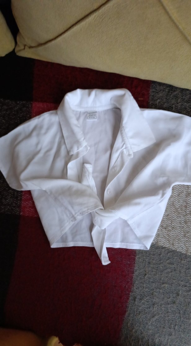 Düğmeli Beyaz Keten kız bebek Gömlek - Görsel 3