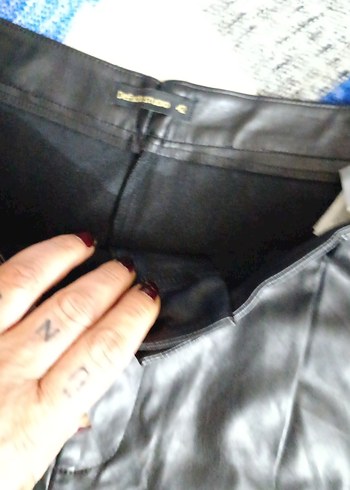 Kadın Siyah Deri pantolon - Görsel 2