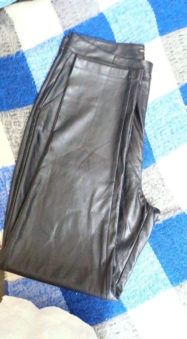 Kadın Siyah Deri pantolon - Görsel 3