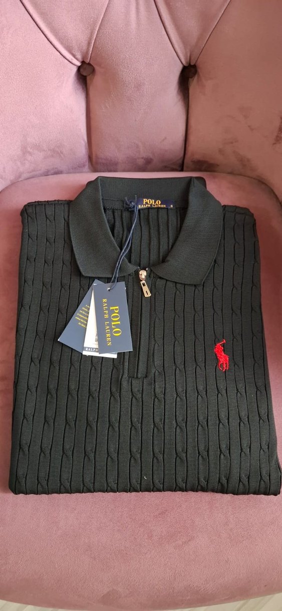 Siyah Polo Yaka Ralph Lauren Erkek Triko Kazak - Görsel 4