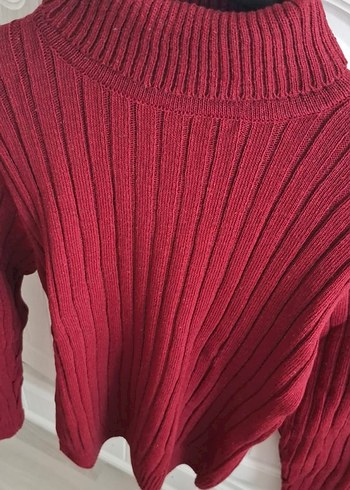 Bordo Balıkçı Yaka Örgü Kadın Kazak - Görsel 3
