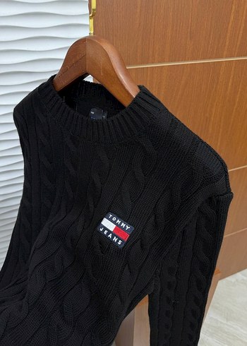 Tommy Hilfiger Siyah %100 Örme Triko Premium Kazak - Görsel 3